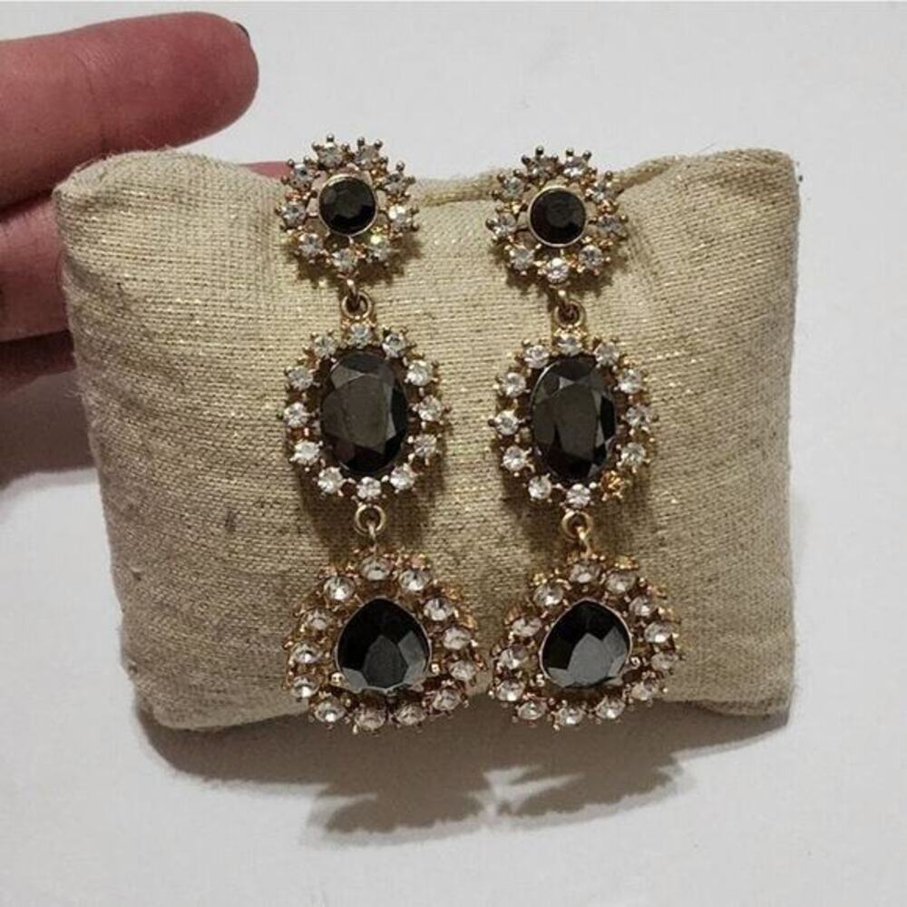 WHBM‎ statement jeweled long dangly earrings